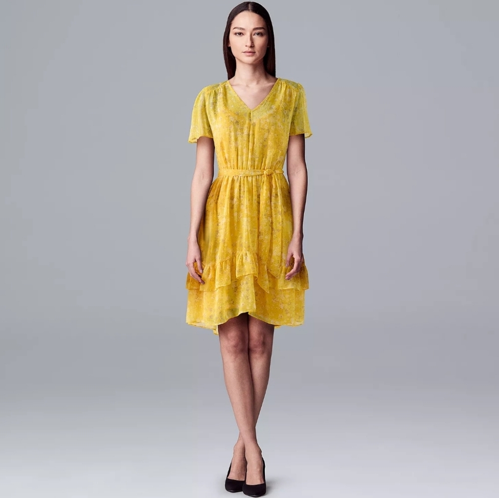 Women's Simply Vera Vera Wang Print Ruffle-Hem Dress Size Large